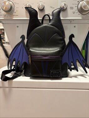 Loungefly Black & Purple Maleficent Winged Mini Backpack